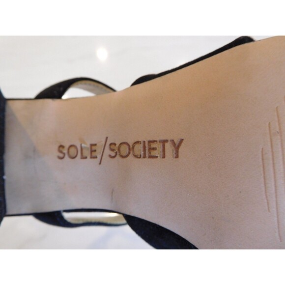 SOLE SOCIETY "Joanan" Black Suede Leather Ankle Strap Criss-Cross Sandals 8.5M - Picture 9 of 11